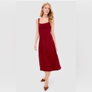 NWT Staud Ellison Rib Knit Sleeveless Midi Dress Roja Women's Size S